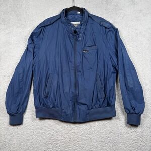 Members Only Iconic Racer Jacket Navy Blue Men XL Vintage 80s Bomber Windbreaker